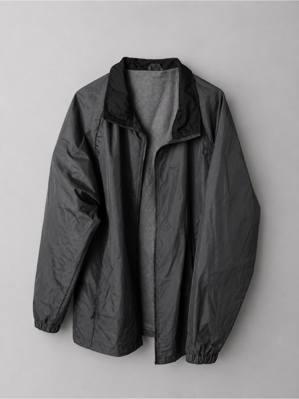 Men's Black Packable Windbreaker Jacket